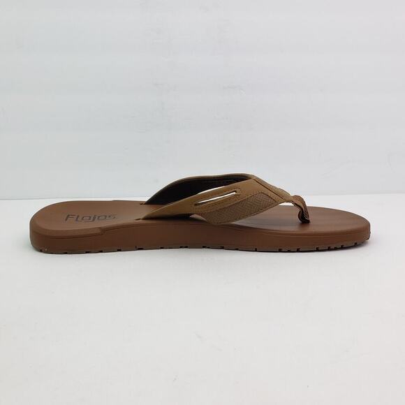 Flojos Mens Size 13 Tan Brown Slip On Casual Memory Foam Thong Flip Flop Sandals - Picture 4 of 12